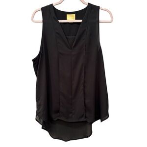 Maeve Black Sleeveless V Neck  Blouse Tank High Low Hem Career Capsule Sz 12